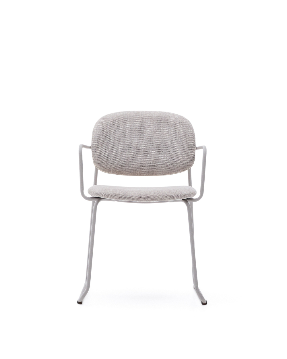 Стул Meli из бежевого шенилла с бежевой металлической структурой