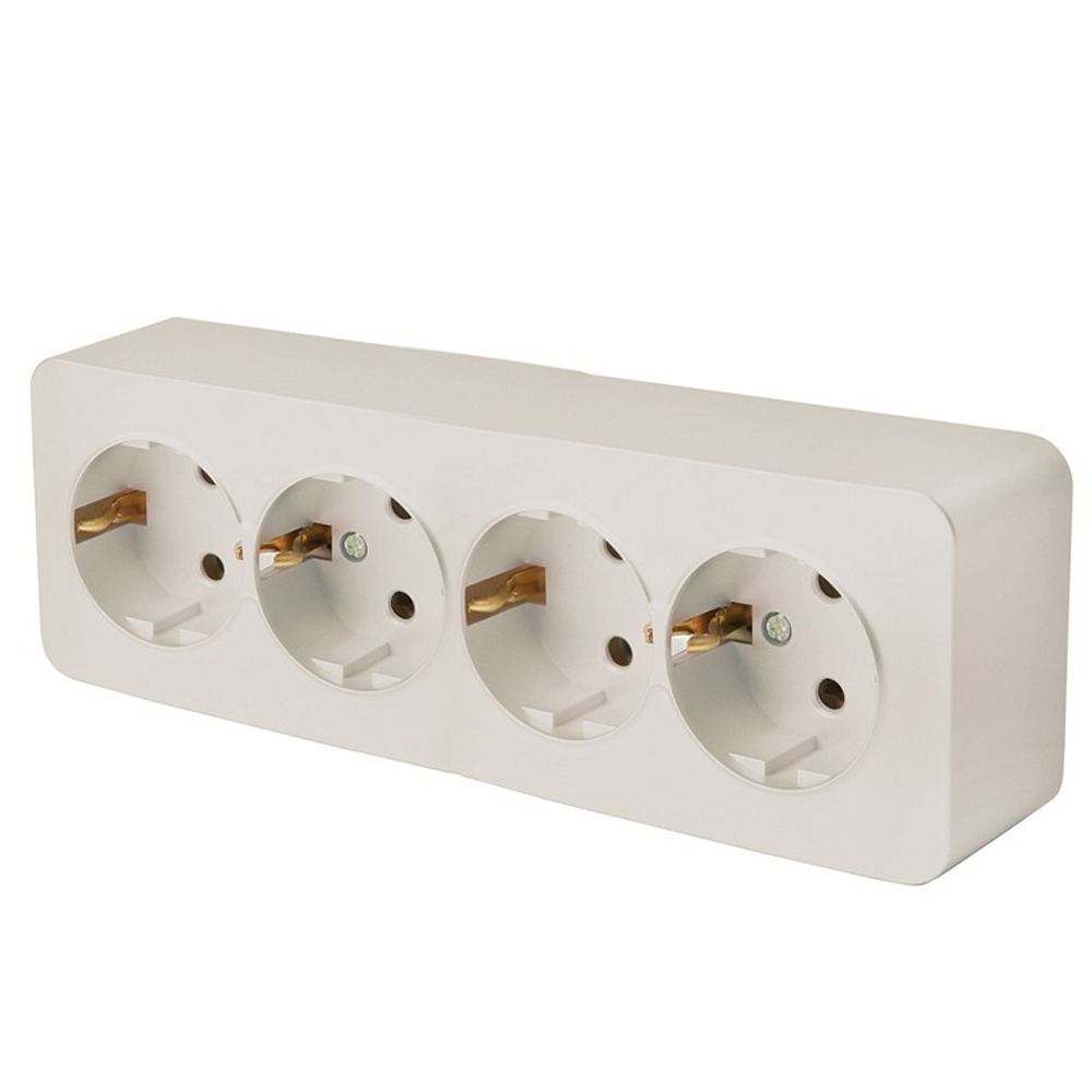 Розетка 4-местная с/з открытой установки. 250В. 16А. IP20. серия София. слоновая кость. MST16-14-04