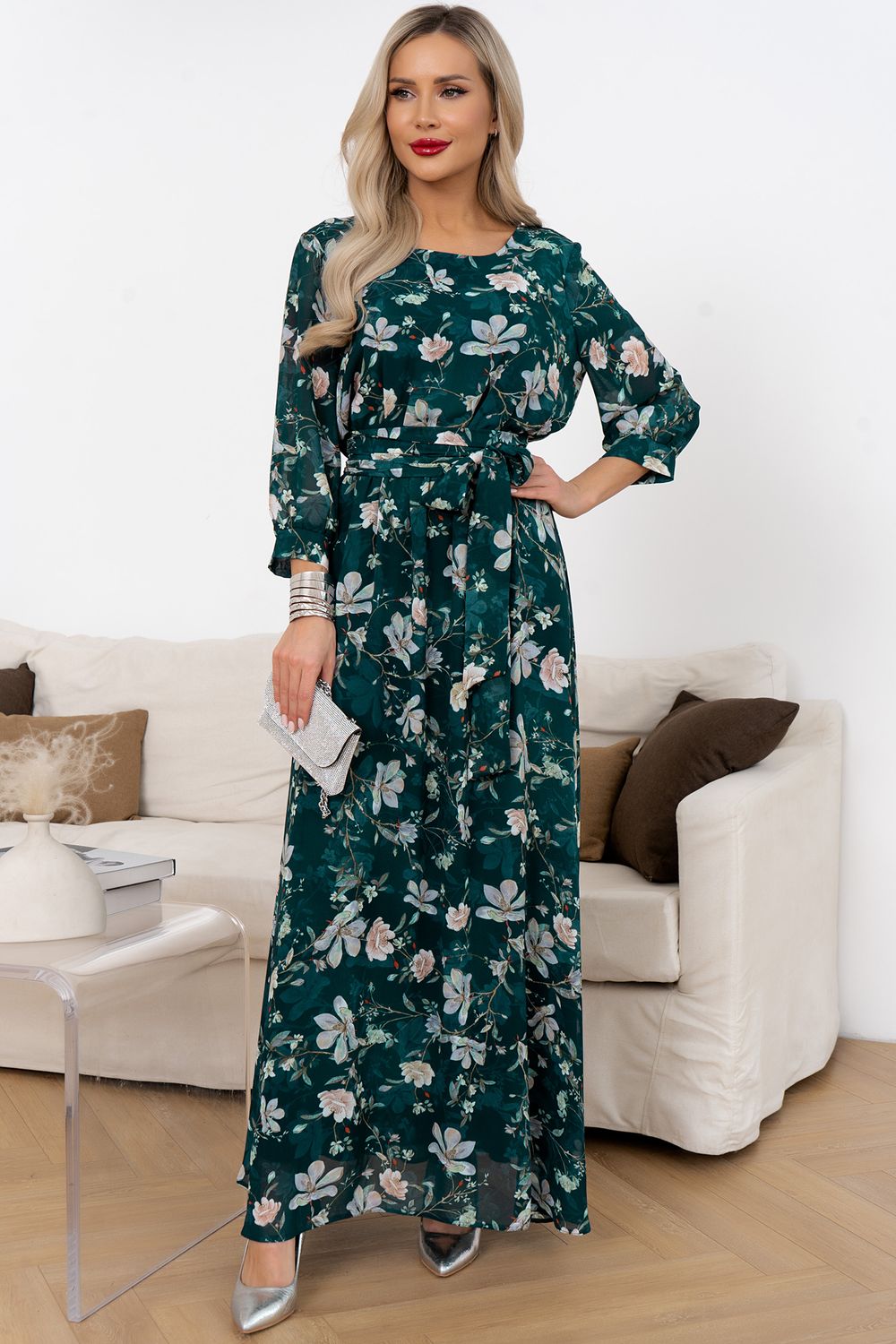 Платье Марго (малахит/принт) Р11-1245/6 Nikol