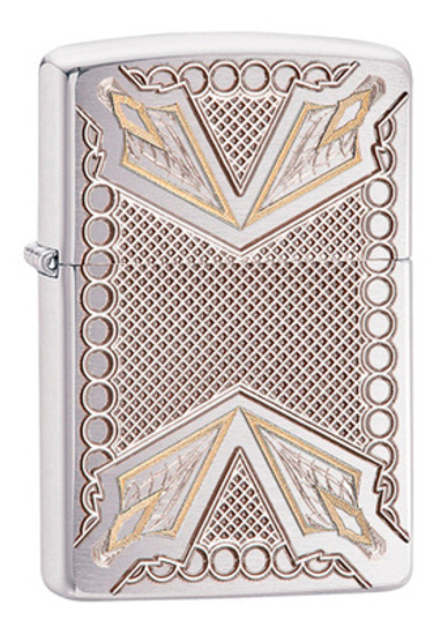 Зажигалка Zippo Armor с покрытием Brushed Chrome, латунь/сталь, серебристая, матовая, 36x12x56 мм