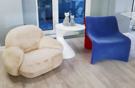 Лаунж-кресло Cloth, синее с красным