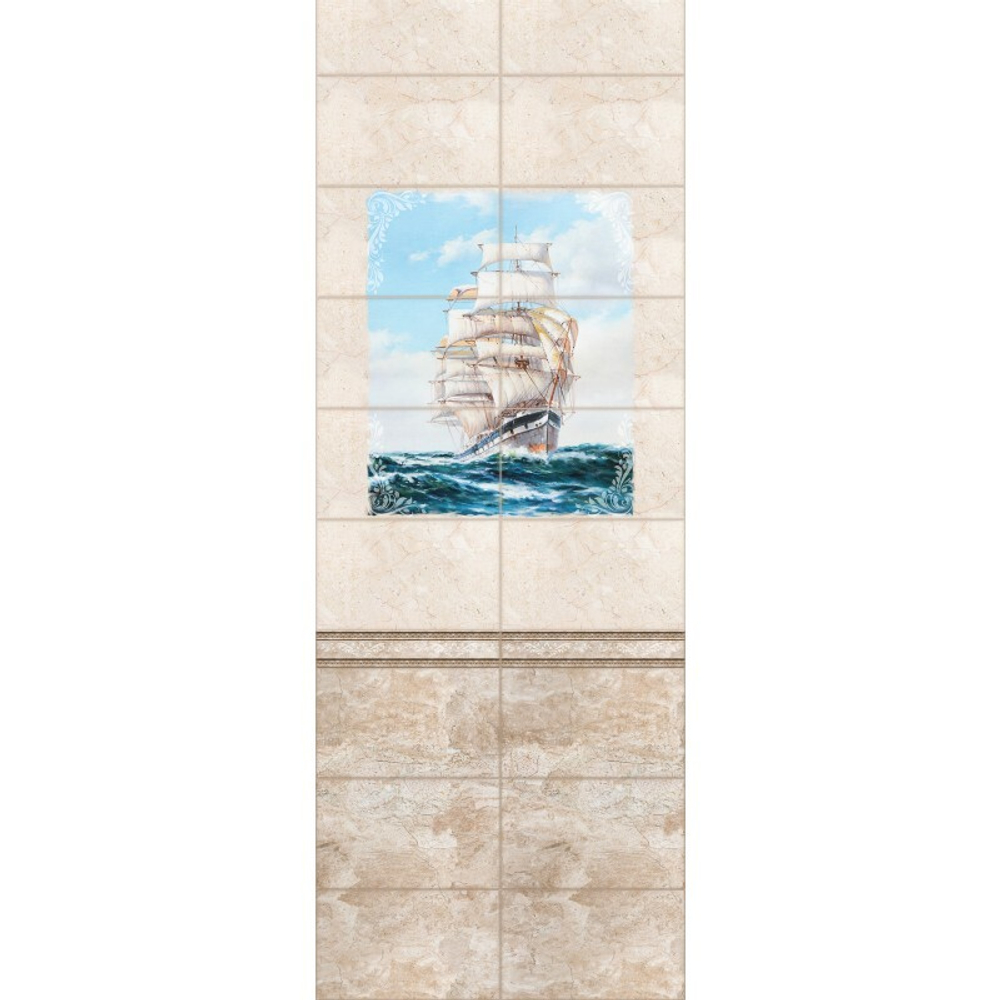 Панель ПВХ ВЕК фотопечать 3D матовая Старый город - Парусник-2 2700х500 мм