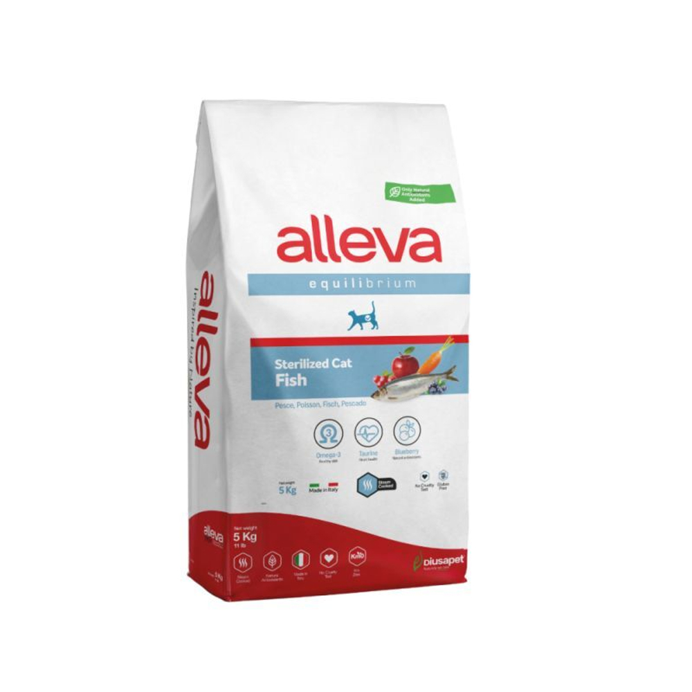 Корм Аллева Эквилибриум Сенситив для взрослых кошек, с рыбой, ALLEVA EQUILIBRIUM SENSITIVE FISH ADULT CAT, 5 кг
