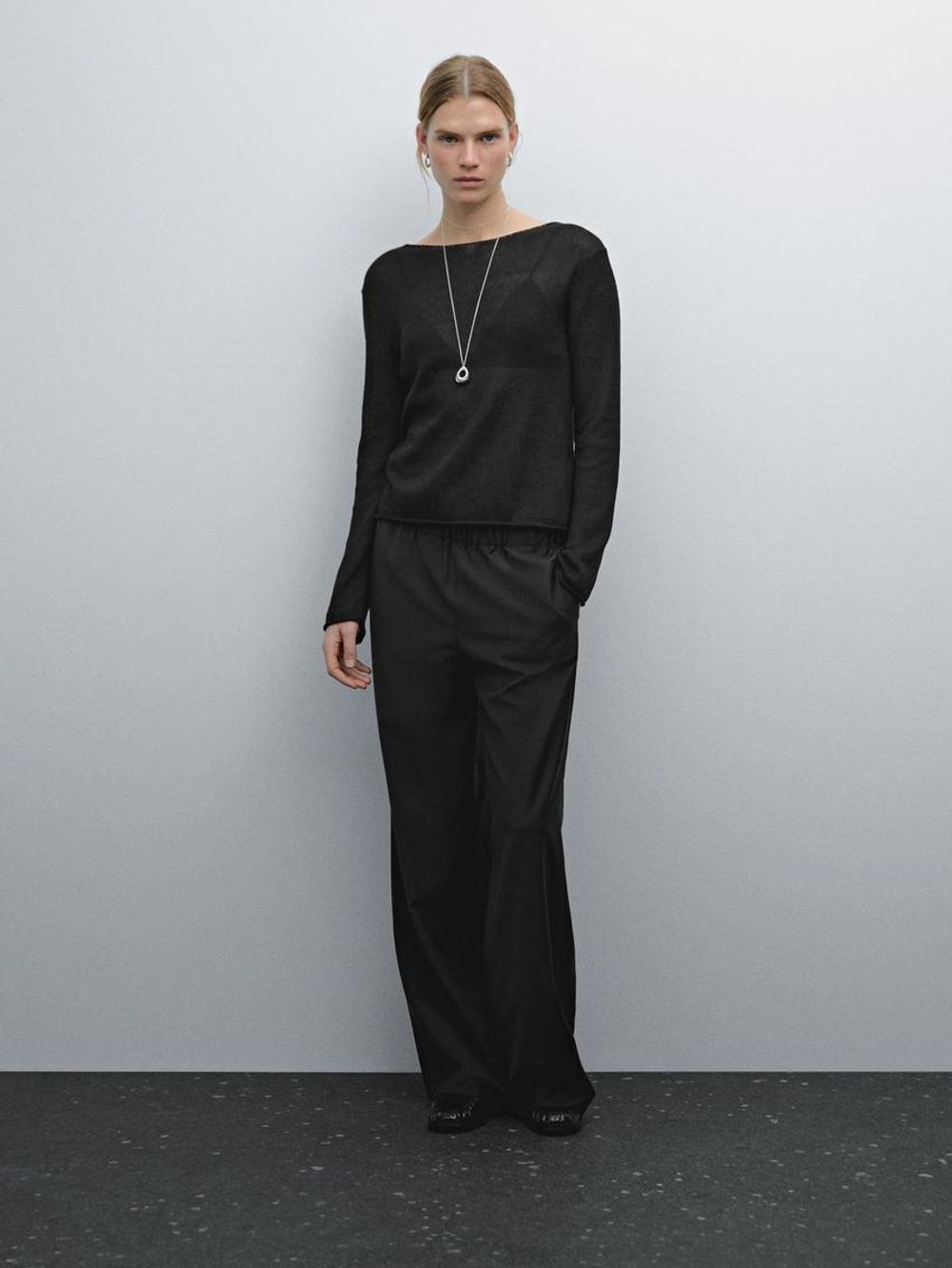 Massimo Dutti Свитер с круглым вырезом, черный