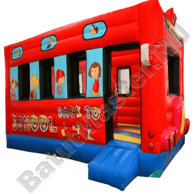 Коммерческий надувной батут "Школьный автобус" с крышей