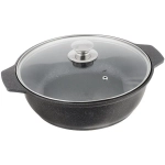 Кастрюля-жаровня антипригарная литая 3,0л со стеклянной крышкой Темный мрамор