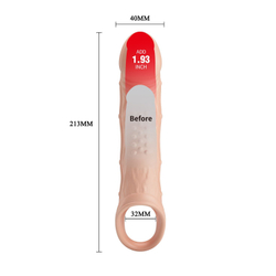 Телесная удлиняющая насадка с рельефом и вибрацией Brad - 21,3 см.