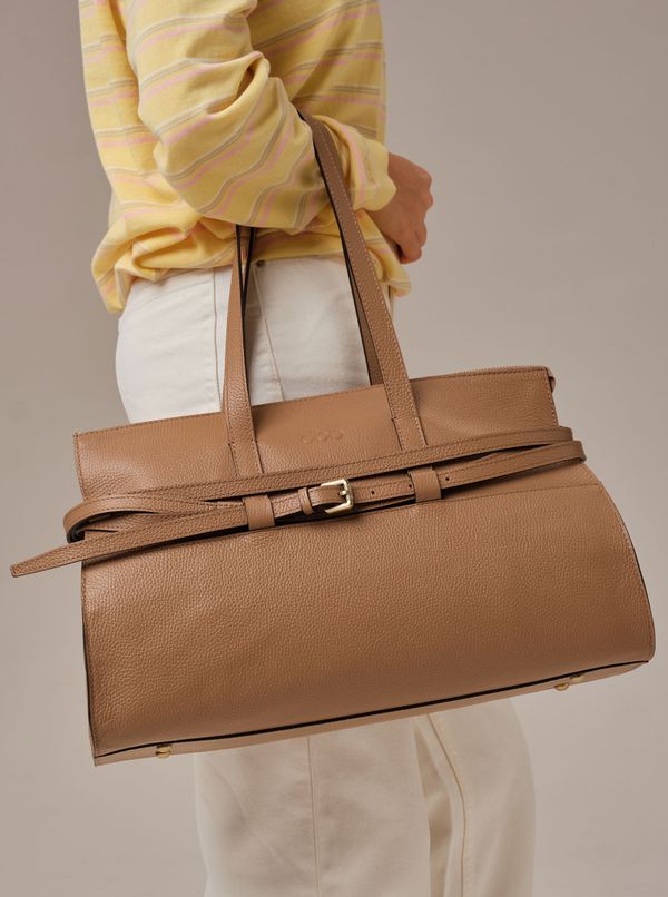 Кожаная сумка Rumi DBR 31152 коричневый капучино