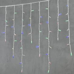 Светодиодная бахрома с колпачком 3,2*0,9 м., 168 разноцветных LED ламп, каучуковый белый провод, LTC (LL168-8-2M)