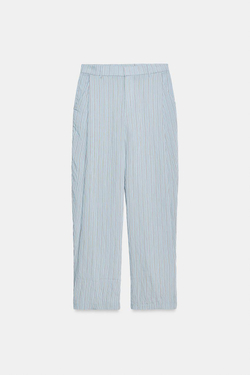 ZARA СТРУЯЩИЕСЯ БРЮКИ СО СКЛАДКАМИ, КОРИЧНЕВЫЙ/СИНИЙ