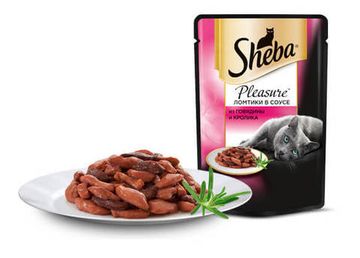 Sheba Pleasure Ломтики в соусе из говядины и кролика  85 гр