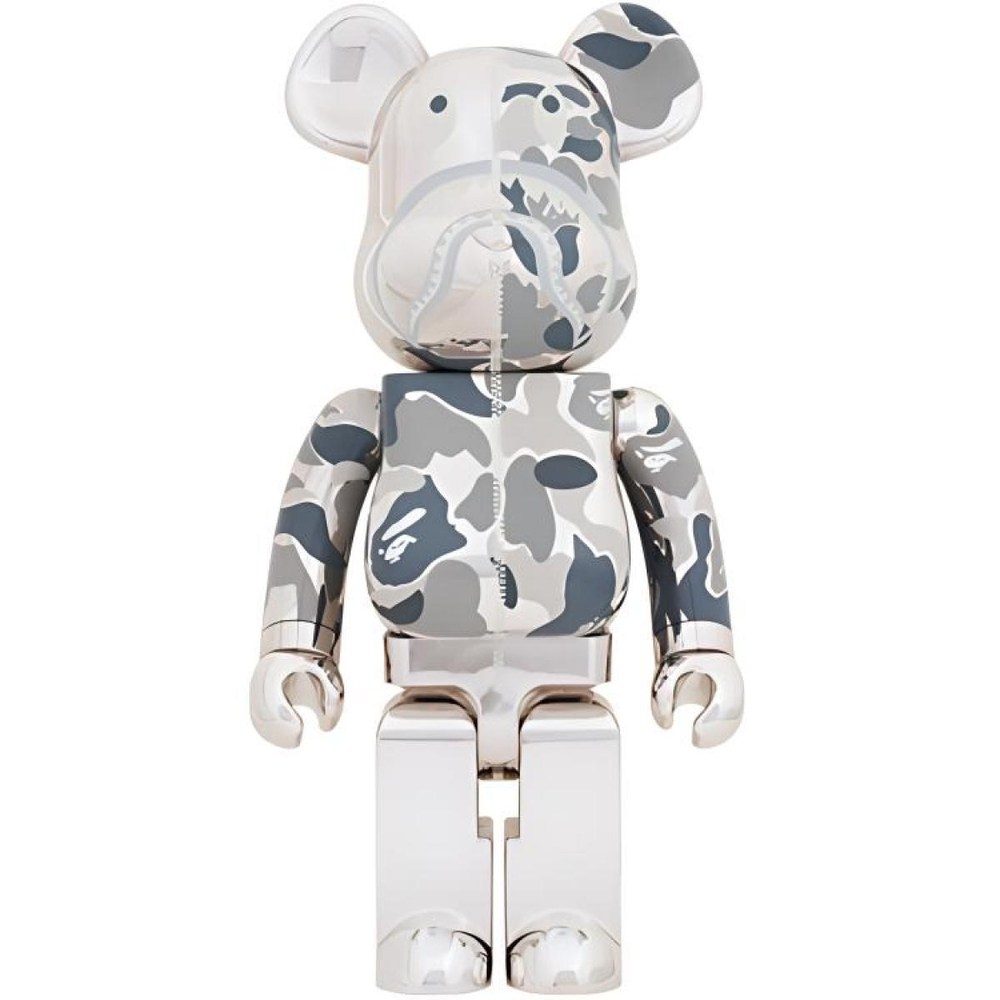 Дизайнерские игрушки BE@RBRICK x BAPE 1000% CAMO SHARKSILVER 70cm, CAMO-SHARK-SILVER1000%