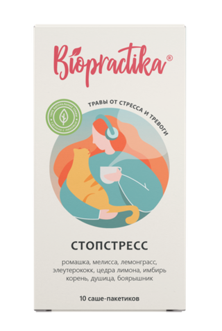 Чай травяной Стопрстресс Biopractika мелисса и травы, фильтр-пакет, 2 г, 10 шт