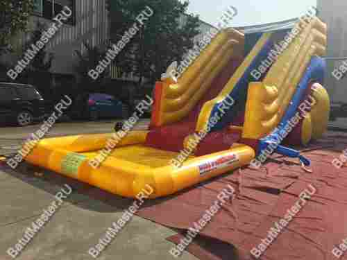 Надувная горка с бассейном «Мартышка» на постоянной подкачке 10*4*5 м