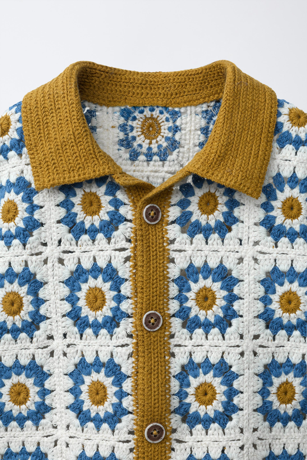 ZARA РУБАШКА КРОШЕ С СОЛНЦЕМ, ПЕСОЧНЫЙ/СИНИЙ