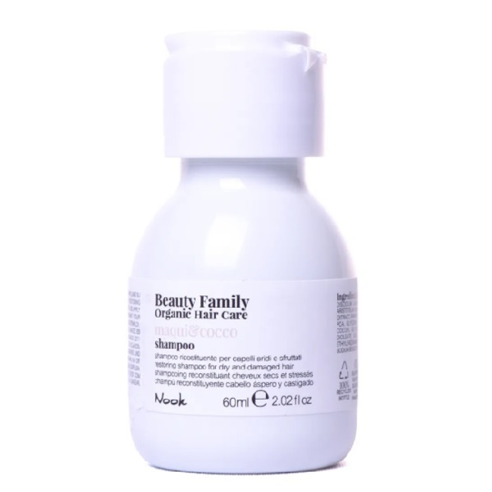 Шампунь восстанавливающий для сухих и поврежденных волос Nook Beauty Family Shampoo Maqui&Cocco 60мл