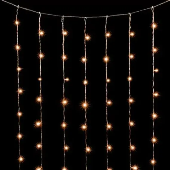 Светодиодный занавес 2*3 м., 600 теплых белых LED ламп, облегченный, прозрачный провод ПВХ, LTC (PCL600NOT-10-2WW)