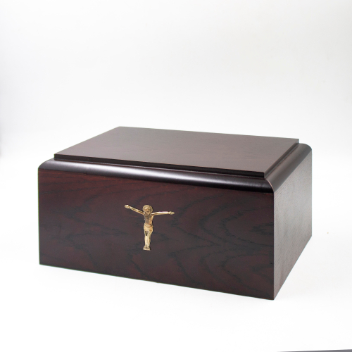Урна для праха "Реквием M" красное дерево с декором Распятие