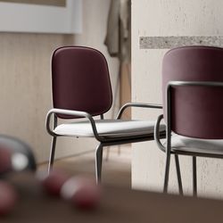 Стул барный Ror, 2 Frame, велюр, черный/пурпурный/серый