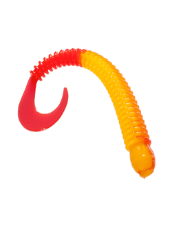 Приманка ZUB-WORM-ZANDER 108мм(4,3")-5шт, (цвет 011) желтое тело-красный хвост