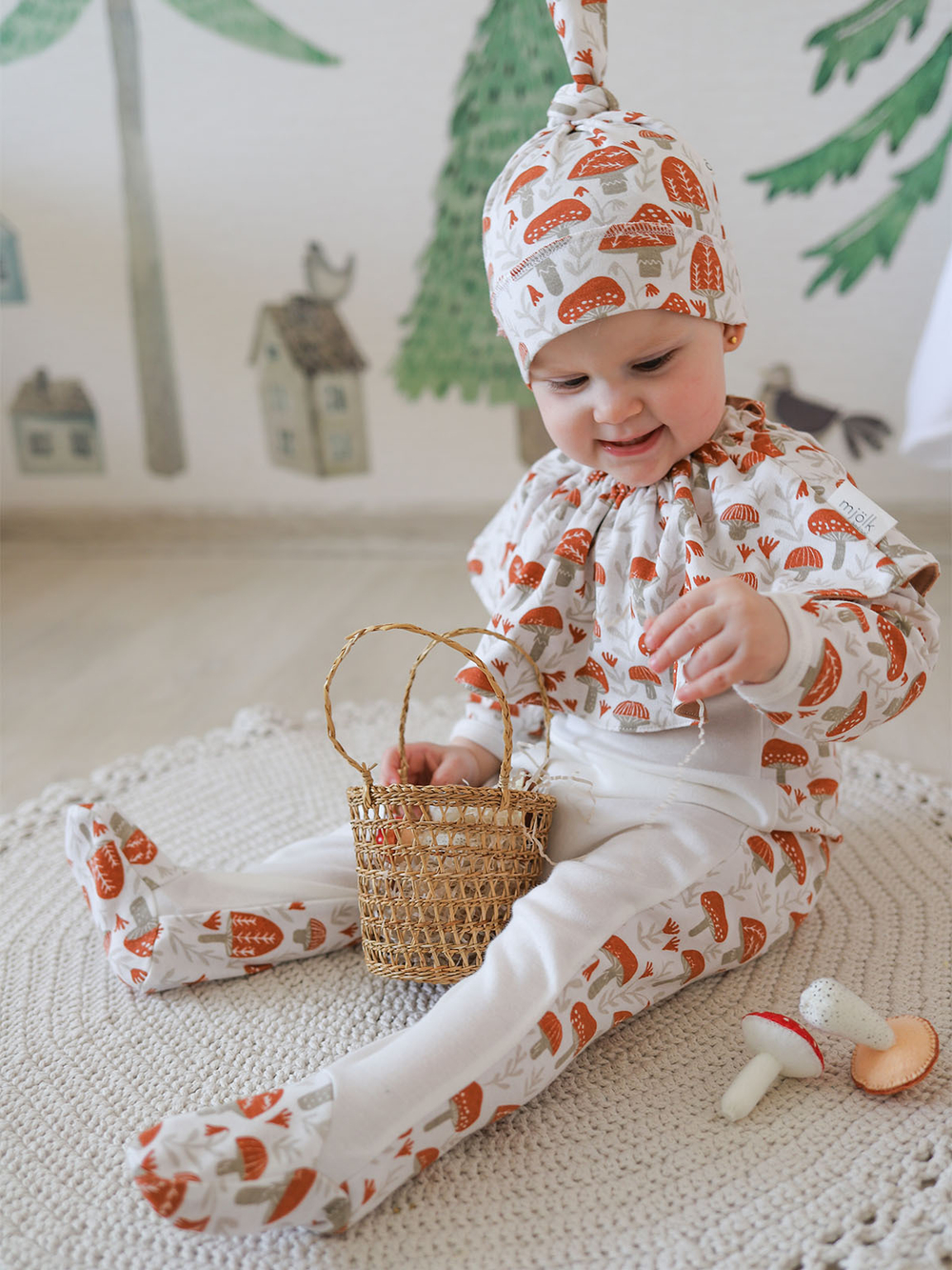 Комбинезон Mjölk Sleep and Play Mushrooms, с рукавом реглан