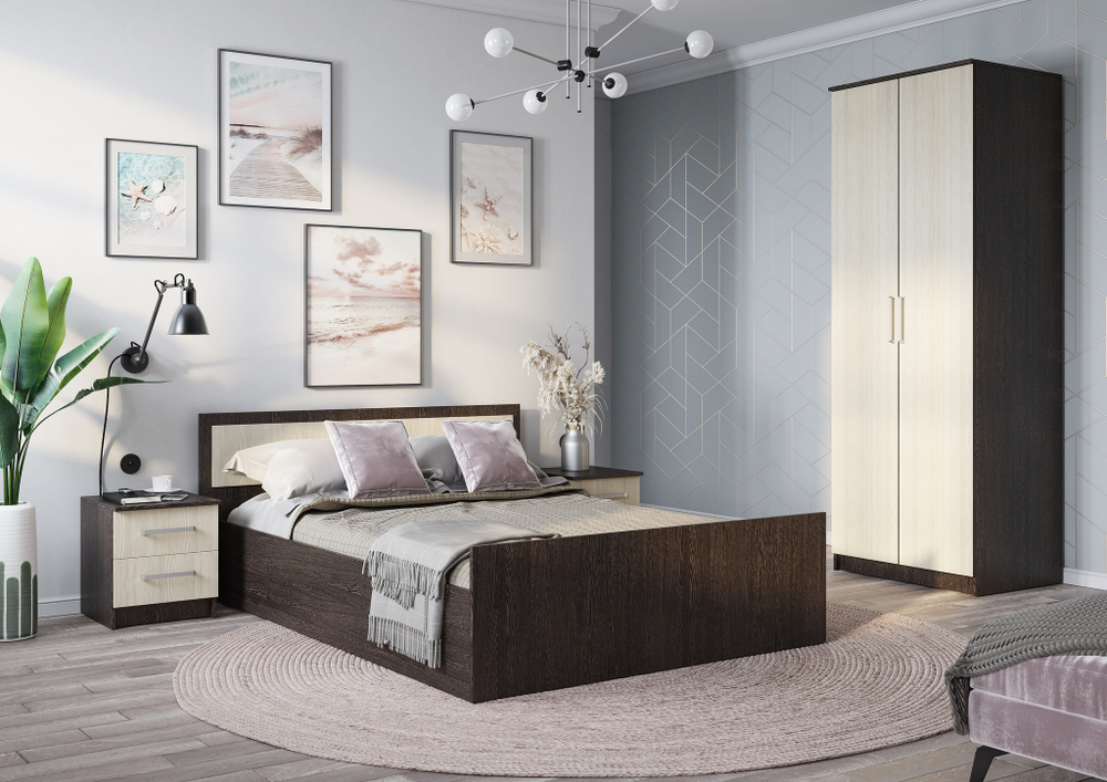 Тумба прикроватная с ящиками Фиеста, венге/лоредо (2 шт)