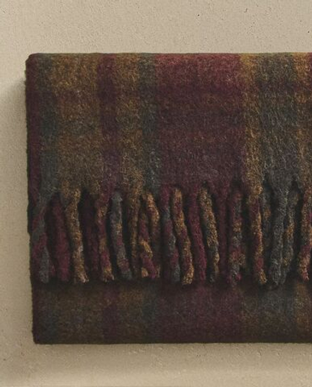 Zara Home - Плед из альпаки в клетку с бахромой, коричневый, 140x190 см