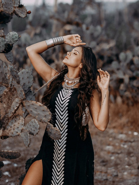 Длинное бохо-платье (черное)