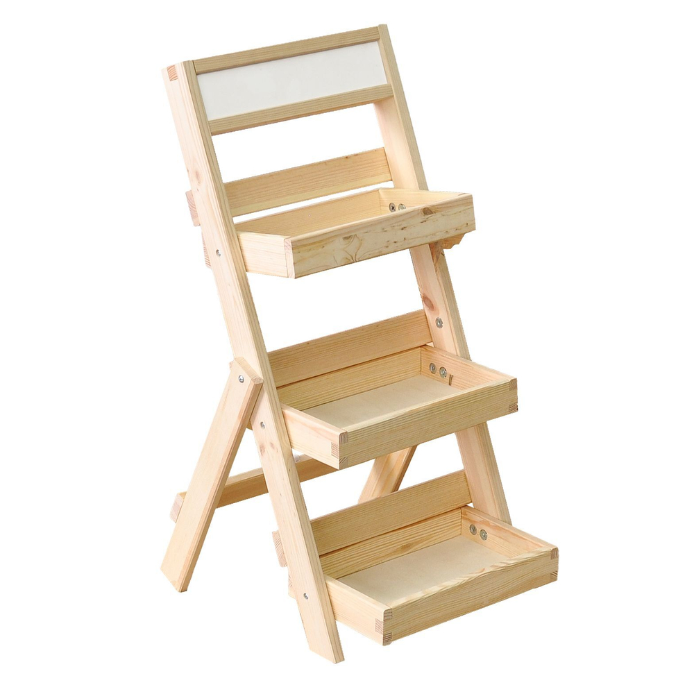 Подставка для цветов из сосны Флорэль 3 полки, деревянная этажерка, разборная, в натуральной отделке