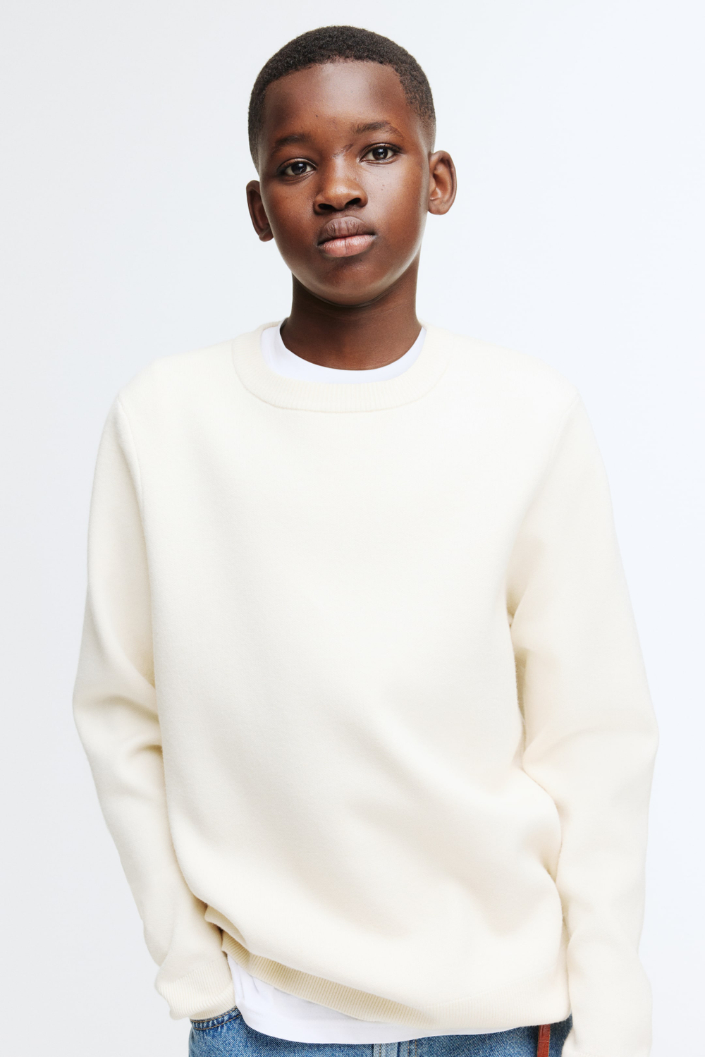 H&M Тонкий вязаный свитер, светло-бежевый