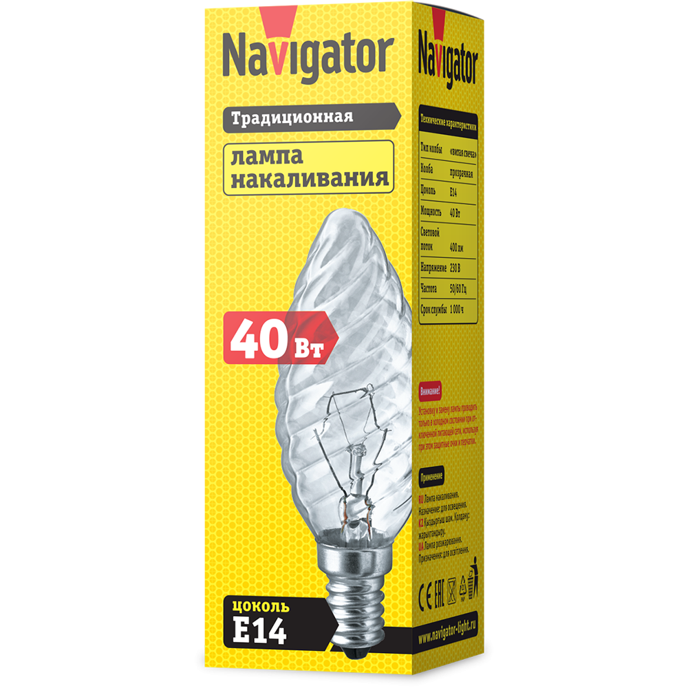 Лампа Navigator 94 332 NI TC 40W 230 E14 CL