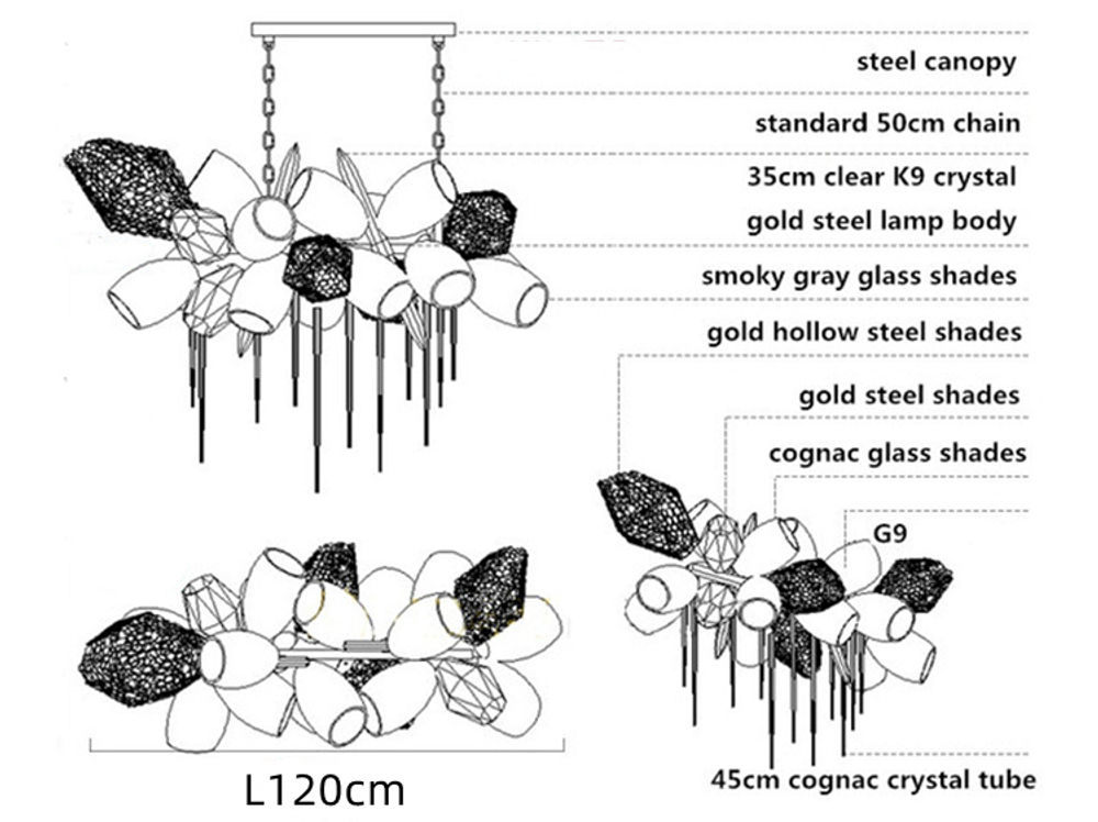 Люстра 8898P/BL gold/smoky
