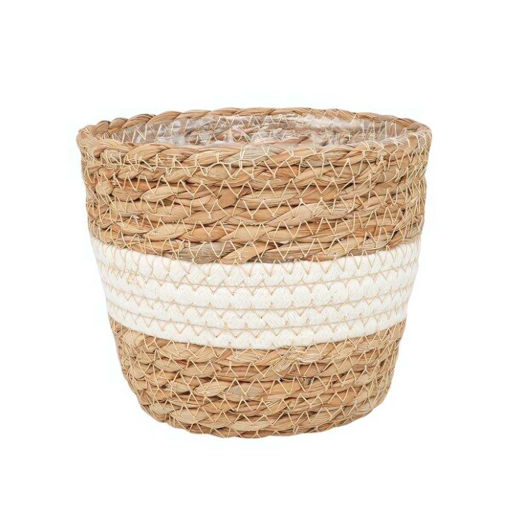 Кашпо плетеное "Танзания", 7,5л внешний размер Д255 Ш255 В230, натуральный, белый