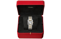 CARTIER TANK DE Quartz Movement 30m Water Resistance Women"s Watch Watch 25mm Gold Dial Stainless Steel Case