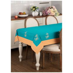 СКАТЕРТЬ "FARFALLA",140Х180СМ, 100% ХЛОПОК,БИРЮЗОВЫЙ