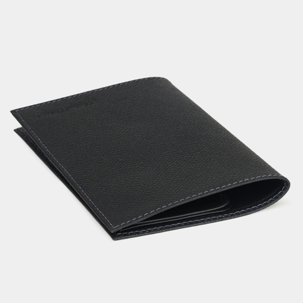 Кожаная обложка для паспорта, сафьяно цвета черный