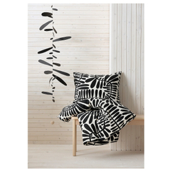 IKEA MAJSMOTT  (ИКЕА МАЙСМОТТ)  -  Пододеяльник и 2 наволочки, кремовый/черный, 200x200/50x60 см
