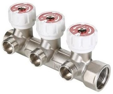 Коллектор Valtec 3/4"x1/2" на 4 выхода с вентилями для водоснабжения VTc.570.N.0504