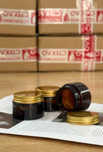 Коричневые банки 30 мл с крышками(крышка без доплаты), 6 шт