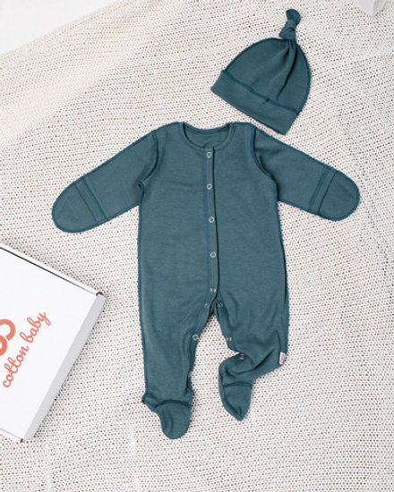 Слип хлопковый + шапочка еловый