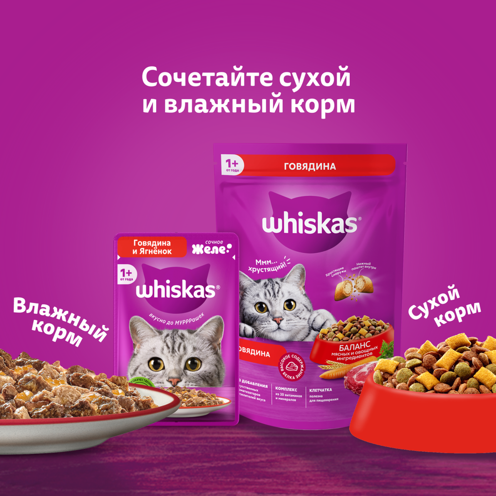 Корм для кошек влажный Индейка+печень+овощи в желе, 75г Особое удовольствие Whiskas