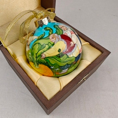 Шар новогодний ручная роспись Палех "Репка" на голубом в футляре