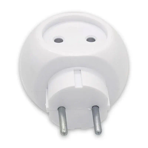 Тройник электрический, сетевой разветвитель, 3 розетки 250В 6А, белый, круглый