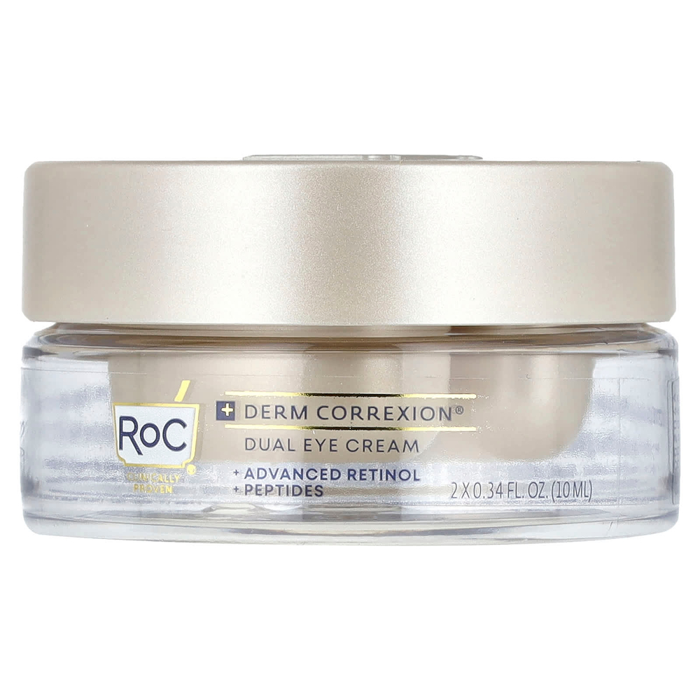 RoC, Derm Correxion®, двойной крем для области вокруг глаз, улучшенный ретинол и пептиды, без отдушек, 10 мл (0,34 жидк. унц.) каждый
