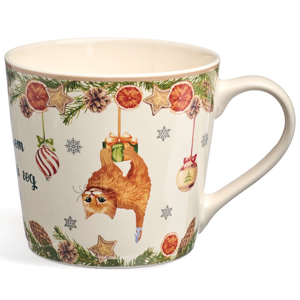 КРУЖКА LEFARD "ЕЛКА, КОТ И НОВЫЙ ГОД" 400МЛ