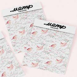 Ткань ниагара птички с веточками