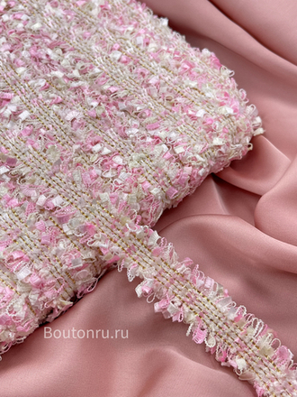 Тесьма бело-розовая с золотым люрексом