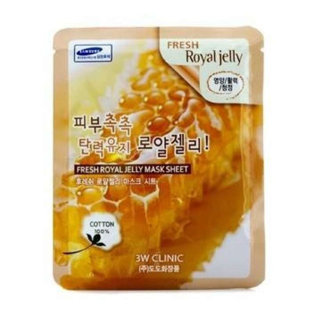 Тканевая маска с маточным молочком 3W Clinic Fresh Royal Jelly Mask Sheet