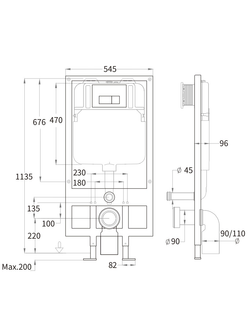 Инсталляция для унитаза без кнопки WeltWasser  WW BAMBERG 545   10000010288