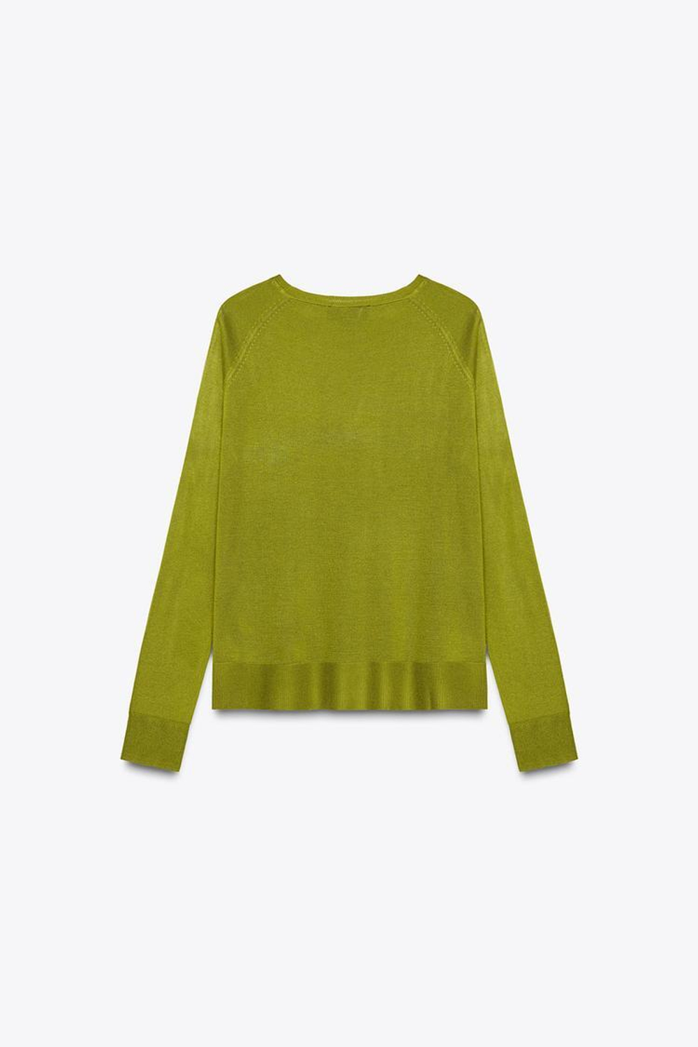 ZARA БАЗОВЫЙ ДЖЕМПЕР ИЗ ТОНКОГО ТРИКОТАЖА, ЗЕЛЕНЫЙ